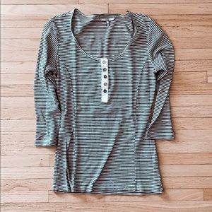 BKE buckle striped button down Henley top small
